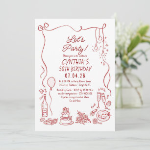 Invitation Doodles Dessinés à la Main Fantaisistes et Origina