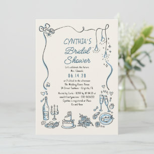 Invitation Doodles dessinés à la main Mariage fantaisiste et