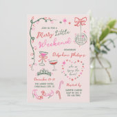 Invitation Doodles Dessinés à la Main Week-end de Bachelorett (Debout devant)