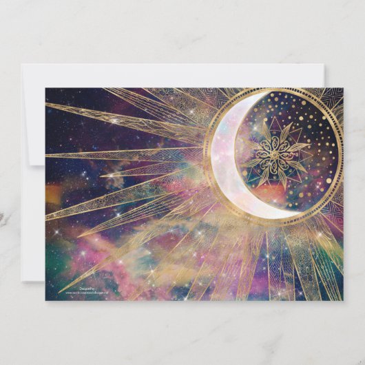 Invitation Doodles dorés de Nebula Sun Moon Mandala (Dos)