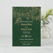 Invitation Doodles et confettis Floraux Or Cute Design Vert (Debout devant)