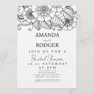 Invitation Doodles Florales Botaniques Enterrement de Vie de