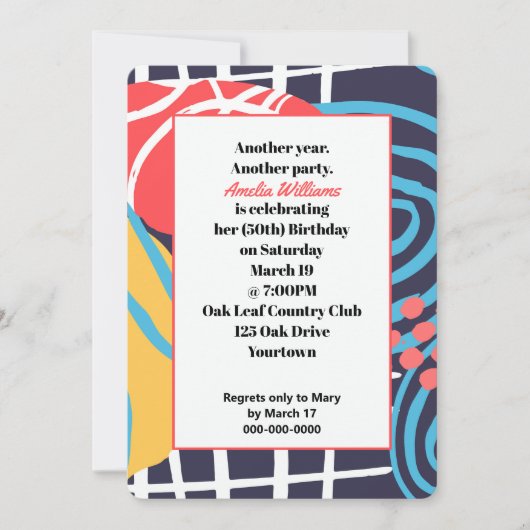 Invitation Doodles funky fête d'anniversaire (Devant)