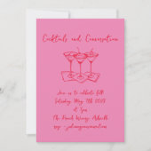 Invitation Doodles manuscrits Cocktails Conversation Rose (Devant)