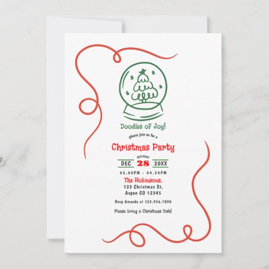 Invitation Doodles of Joy ! Fête de Noël à main blanche (Devant)