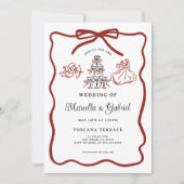 Invitation Doodles tirés à la main Italien Theme Mariage (Devant)