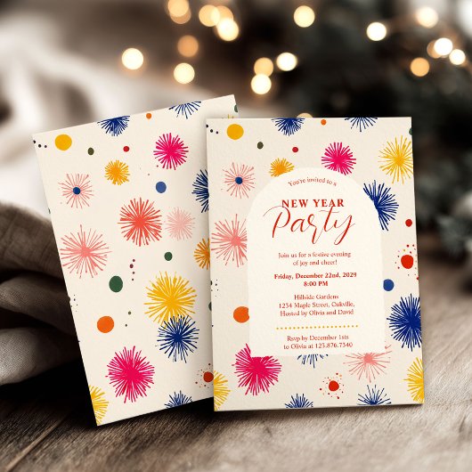 Invitation Doodles Titré à la main Fête du Nouvel An Abstrait