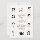 Invitation Doodles Whimsical Portraits Dîner de Noël (Devant)