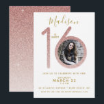 Invitation d'or 16 Roses Sweet Photo<br><div class="desc">Cette douce 16 invitation design offre de l'espace pour une photo préférée dans la parties scintillant d'or rose 16 cadre! Cliquez sur le bouton customiser pour plus de flexibilité en ajoutant votre photo et votre texte! Des variantes de ce design, des couleurs supplémentaires, ainsi que des produits de coordination sont...</div>