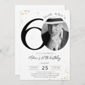 Invitation d'or 60e anniversaire avec photo (Devant / Derrière)