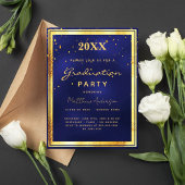 Invitation d'or bleu marine