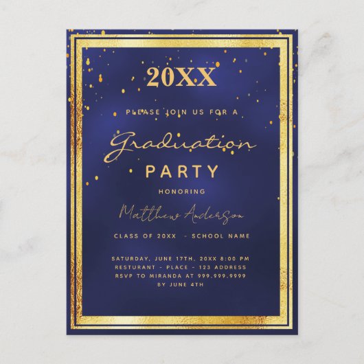Invitation d'or bleu marine (Devant)