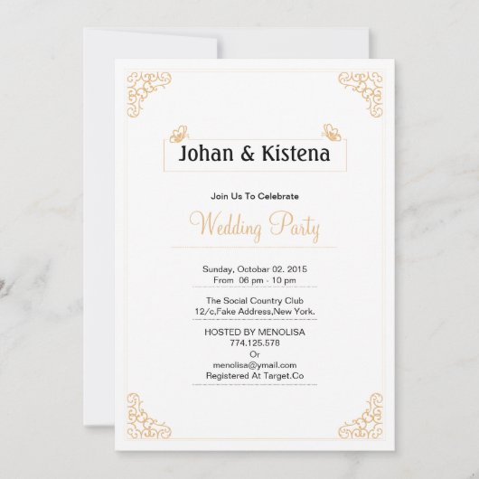 Invitation d'or de noce (Devant)