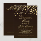 Invitation d'or de partie de retraite de confettis (Devant / Derrière)