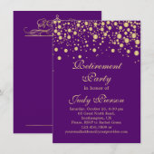 Invitation d'or de partie de retraite de confettis (Devant / Derrière)