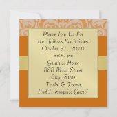 Invitation d'or d'Halloween Orange Mask Damask (Dos)