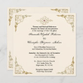Invitation d'or élégant de mariage d'or d'accent (Devant / Derrière)