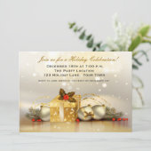 Invitation d'or élégante de fête de vacances (Debout devant)