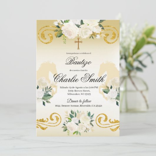 Invitation d'or espagnole Bautizo (Debout devant)