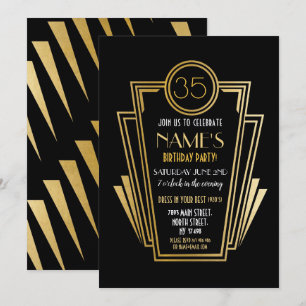 invitation d'or Gatsby Art déco des années 1920