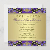 Invitation d'or gothique noire pourpre de dîner (Dos)