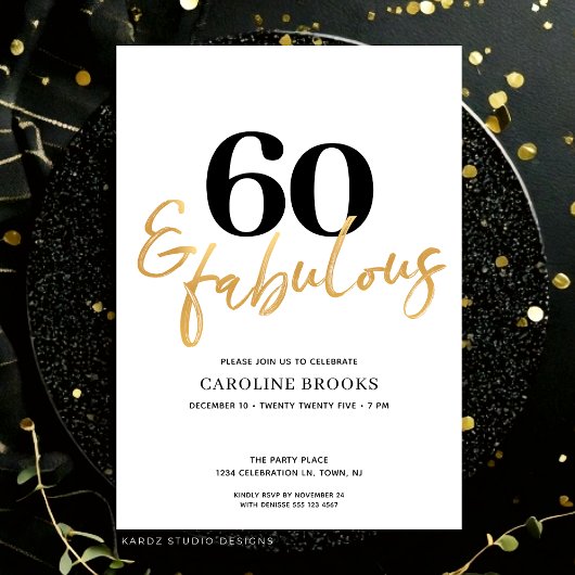 Invitation d'or moderne 60e anniversaire