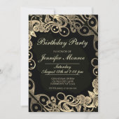 Invitation d'or Ornate de la fête d'anniversaire r (Devant)