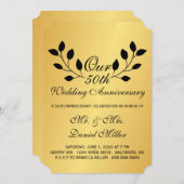 Invitation d'or pour les 50 ans de mariage (Devant / Derrière)