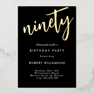 Invitation d'or quatre-vingt-dix ans