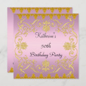 Invitation d'or rose la plus populaire (Devant / Derrière)