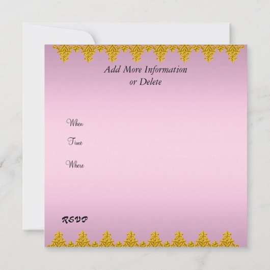 Invitation d'or rose la plus populaire (Dos)