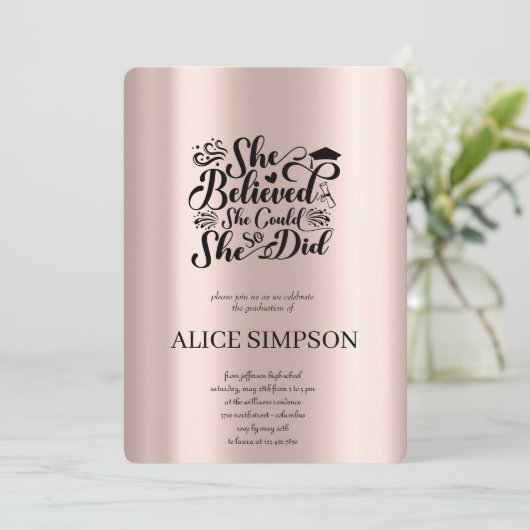 Invitation d'or rose simple (Debout devant)