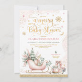 Invitation Dorade de Noël rose | Un joyeux petit Baby shower (Devant)