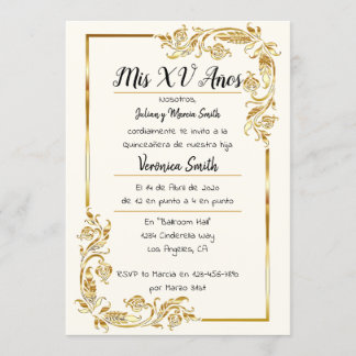 Invitation Dorado Quinceañera