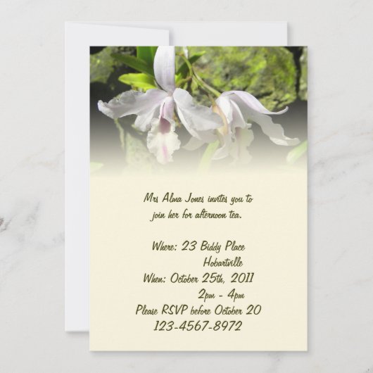 Invitation d'orchidées blanches (Devant)
