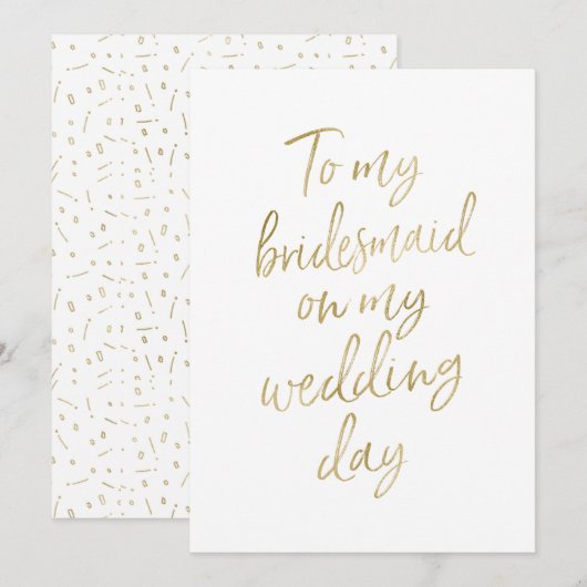Invitation Doré "À ma demoiselle d'honneur le jour de mon mar (Devant / Derrière)