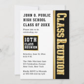 Invitation Doré | Black Modern Class Reunion Party (Devant)