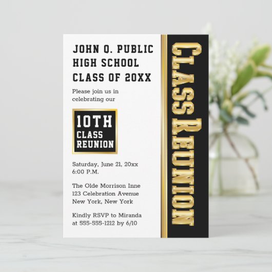 Invitation Doré | Black Modern Class Reunion Party (Debout devant)