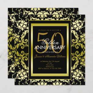 Invitation Doré Damask 50e anniversaire de Mariage