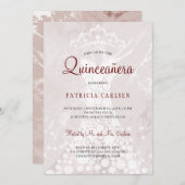 Invitation doré rose rose rose rose moderne élégant quinceane (Devant / Derrière)