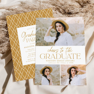 Invitation Doré   Salutations à la Grad Photo Graduation Part