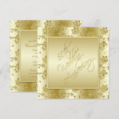 Invitation dorée avec paillettes FAUX pour le 50e (Devant / Derrière)