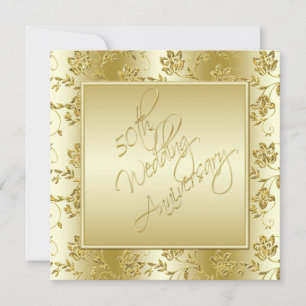 Invitation dorée avec paillettes FAUX pour le 50e
