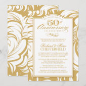 Invitation dorée de fête pour le 50e anniversaire (Devant / Derrière)