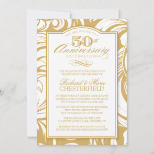 Invitation dorée de fête pour le 50e anniversaire