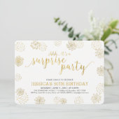 Invitation Dorée | Design Moderne Surprise 50e Anniversaire (Debout devant)