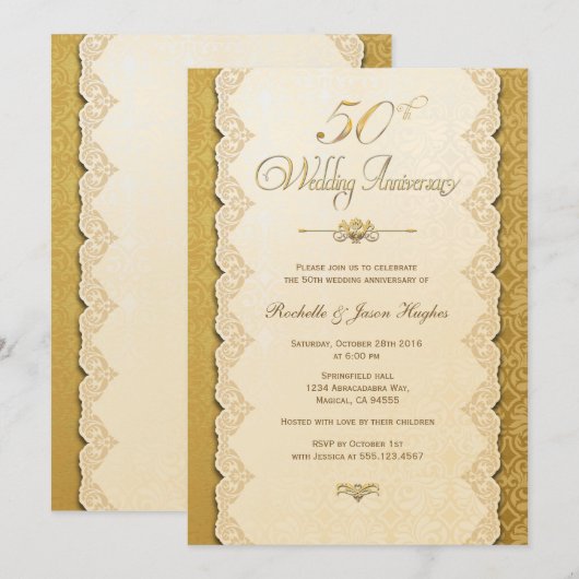Invitation dorée du 50e anniversaire (Devant / Derrière)