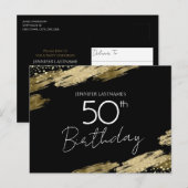 Invitation dorée et noire pour les 50 ans (Devant / Derrière)