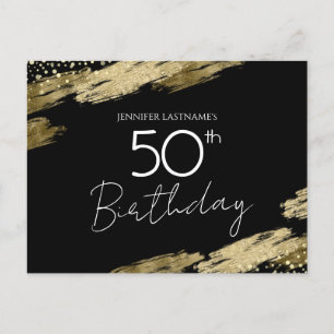 Invitation dorée noire pour fête des 50 ans