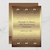 Invitation dorée pour 50e anniversaire avec monogr (Devant / Derrière)